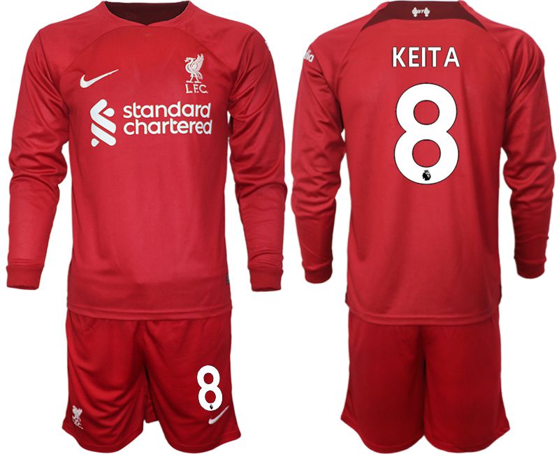Men 2022-2023 Club Liverpool home long sleeves red #8 Soccer Jerseys